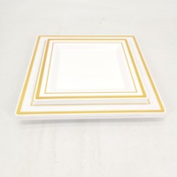 6pcs Design Minimaliste Carré En Plastique Assiette Or Jante 10.25 \ "Assiette De Mariage Personnalisable Motif Hôtel Restaurants Glacé