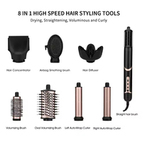 Brosse Soufflante Professionnelle Ionique en Plastique à LED, Moteur Électrique Sans Balais, 3 Vitesses, 8-en-1, Pliable, pour Séchage, Lissage et Bouclage – Idéale pour Hôtels