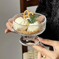 Bols à dessert en verre Sundae Party, coupes à glace en verre cristallin côtelé, lavables au lave-vaisselle, pour dîner en famille, après-midi thé confortable
