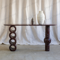 Table console sculpturale en marbre Dream Home, pieds creux sculptés, plateau ovale, pour entrée, couloir, villa, hall d'entrée