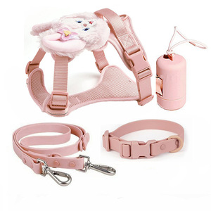 Set Kalung dan Tali Anjing PVC Warna Macaron Baru, Anti-Lepas, Harness Nilon Anti-Tarik dengan Ventilasi Lembut untuk Anjing Kecil dan Sedang - Product Image 2