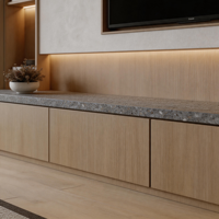 Meuble TV mural moderne en bois clair avec étagères LED, armoire flottante, console multimédia minimaliste pour salon et chambre, compatible avec les téléviseurs de 65 pouces et plus