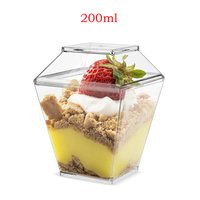 Fournitures de fête en plastique jetable écologique en plastique Transparent de forme carrée tasse à Mousse de crème glacée tasse à Dessert en plastique