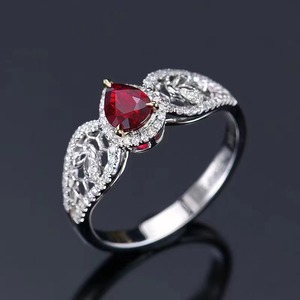 SGARIT doğal taş GUILD sertifikalı 18K beyaz altın 0.43CT ısıtılmamış yakut yüzük güvercin kan kırmızı yakut elmas yüzük - Product Image 4