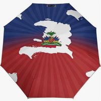 Parapluie Automatique Imperméable et Anti-UV avec Motif Thème Drapeau National Haïtien – Prêt pour le Week-end