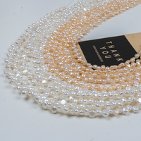 Chaîne de perles d'eau douce baroques percées sur le dessus, perles brillantes double face blanches et orange pour bijoux faits à la main, vente en gros en vrac