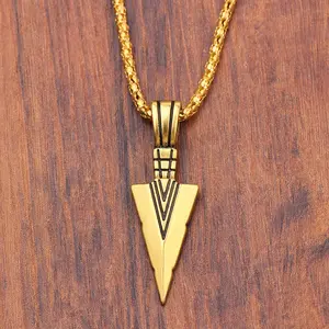 Fashion Mens Jewelry Silver/Black/Gold Stainless Steel Pendant With 22 Inches Box Chain Arrowhead Arrow Necklace /