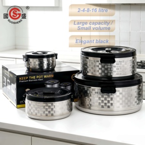Pronta Consegna <span class=keywords><strong>Set</strong></span> di 4 Scaldavivande di Grande Capacità Casseruola 2L+4L+8L+16L <span class=keywords><strong>Set</strong></span> per Pentola Calda Scaldavivande - Product Image 1