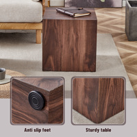 Table basse cube Aibike luxueuse en MDF imitation bois de noyer, 16*16*16 pouces, facile à nettoyer, meubles de salon, garantie 1 an