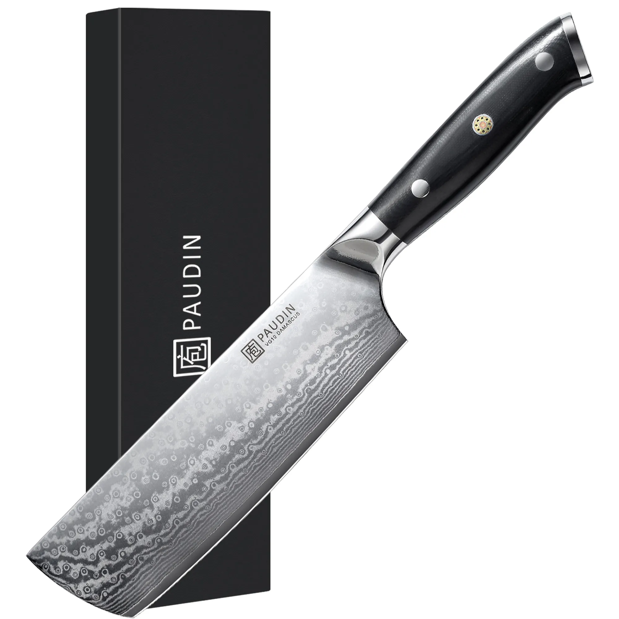 G10 fiberglas saplı Nakiri balta bıçağı mutfak şam çeliği bıçak ile 7 inç yüksek kaliteli 67 katmanları şef bıçağı