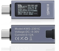 Admite medidor de voltaje CC PD de alta corriente 12A, medidor de potencia USB, detector de carga de teléfono móvil tipo C