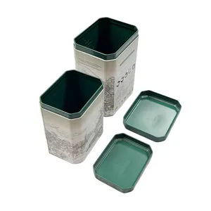Toptan güzel tasarım teneke çay kutusu gıda sınıfı dikdörtgen kahve çekirdekleri gevşek çay paketleme Metal kutular