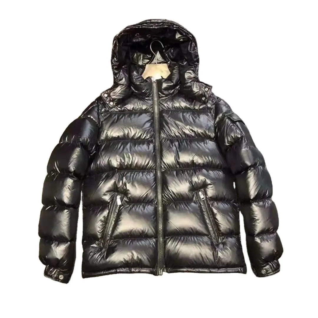 Custom wholesale men's winter coat shiny bubble oversized white goose duck down thick pluffy jacket winter men's down jacket