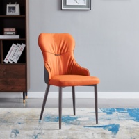 Chaise de salle à manger italienne de luxe, ensemble de table moderne de 6 pièces avec cadre en bois et métal en cuir PU velours coloré pour meubles de maison