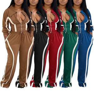 ชุดสองชิ้นเสื้อครอปคอแบบเต็มตัวสำหรับผู้หญิงชุดสองชิ้นเสื้อครอปแบบแขนยาวดีไซน์ปะต่อฤดูใบไม้ร่วงมาใหม่ - Product Image 1