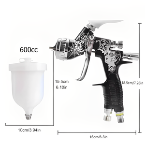 Pistola de Pintura Neumática HVLP DEVIDISS Pro Lite Dorada con Boquilla de 1.3 mm y Depósito de 600 cc, con 3 Años de Garantía - Product Image 3