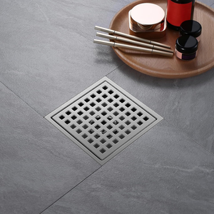 Siphon de sol carré en acier inoxydable nickel poli avec insert carrelé pour salle de bain moderne - Product Image 5