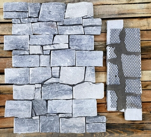 天然阿拉斯加多云白色灰色大理石石英岩文化墙覆层石材贴面堆叠石材分类帐面板 - Product Image 3