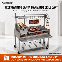 Barbecue argentin Santa Maria Grill en acier inoxydable avec brasero latéral pour la cuisson en extérieur dans la cour, haut de gamme, moderne et professionnel