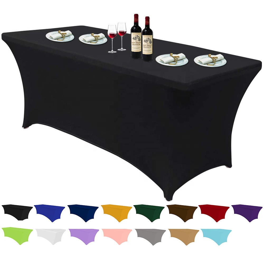6FT спандекс покрытие стола установлен прямоугольная скатерть растягивающаяся Ткань Скатерть 6 футов без морщин в комплекте для вечеринки