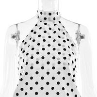 Boutique en gros 2025 nouvelle vente chaude col haut sans manches nœud à pois robe blanche fête vacances femmes robe