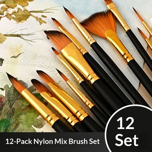 Ensemble de 12 pinceaux professionnels pour artistes, poils en nylon haute élasticité, manche ergonomique antidérapant, lavables, sans perte de poils, pour la <span class=keywords><strong>peinture</strong></span> - Product Image 1