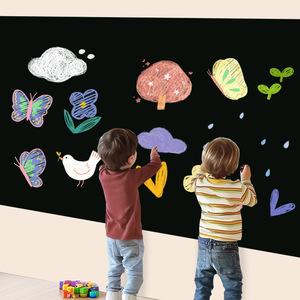 Autocollant <span class=keywords><strong>de</strong></span> tableau noir en CPP non magnétique FOSKA, adapté aux enfants, pour salles <span class=keywords><strong>de</strong></span> jeux, cuisines ou murs photo DIY, avec 5 couleurs <span class=keywords><strong>de</strong></span> <span class=keywords><strong>craie</strong></span> incluses - Product Image 3