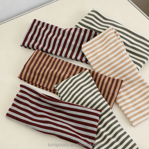 Bandeaux larges rayés pour femmes, antidérapants, élastiques, en coton, bandanas tendance pour l'entraînement et le yoga - Product Image 3
