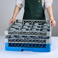 Support de rangement empilable en plastique PP pour verres à vin, panier à tasses, égouttoir à vaisselle à fond grillagé pour usage quotidien en hôtellerie et restauration