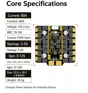บอร์ด PCB ESC แบบไร้แปรงถ่าน 80A 3S-8S สำหรับโดรน FPV รถบังคับวิทยุ เครื่องบินบังคับ รถ เรือ ตัวควบคุมมอเตอร์ - Product Image 6