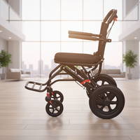 Fauteuil roulant pliable léger pour adultes, chaise de voyage avec roues amortissantes et repose-pieds réglables