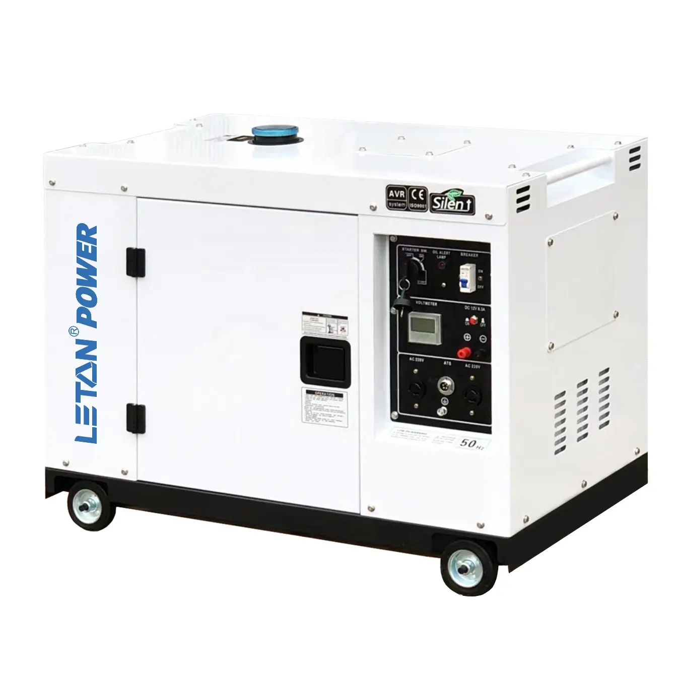 Gerador de 3 fases de movimento fácil, diesel 10kw silencioso 12kva gerador diesel para uso doméstico