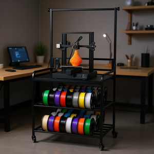 Support d'imprimante 3D avec étagère de rangement pour l'organisation des filaments, construction en acier, chariot mobile à 3 niveaux - Product Image 2