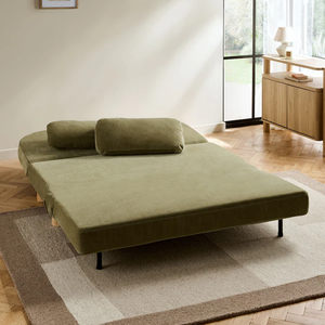 Sofá Cama Doble <span class=keywords><strong>Palma</strong></span> de Chenilla Verde Oliva, Ahorra Espacio, Relajante, Plegable, Ideal para Apartamentos y Casas Pequeñas - Product Image 6