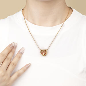 Collar difusor de aceite esencial bola hueca y corazón collar de medallón de acero inoxidable colgante de aromaterapia - Product Image 4