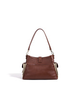 Sac à main en lin tissé de qualité supérieure avec garniture en cuir de vachette pleine fleur, sacoche décontractée japonaise pour femme avec fermeture éclair, sac minimaliste pour le quotidien