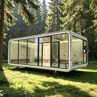 Cabane modulaire de luxe en forme de pomme pour hôtel-resort de glamping, maison préfabriquée avec structure en acier et verre intégral