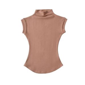 Camisetas sin mangas de cuello alto sexis de verano para mujer, camisetas sólidas ajustadas, camisetas informales, ropa de calle para mujer, Camisetas básicas - Product Image 5