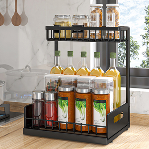 Controsoffitto organizzazione 2 livelli di scaffale angolare mobile portaspezie Area <span class=keywords><strong>caffè</strong></span> sopra il lavello tavolo comò per cucina bagno - Product Image 4