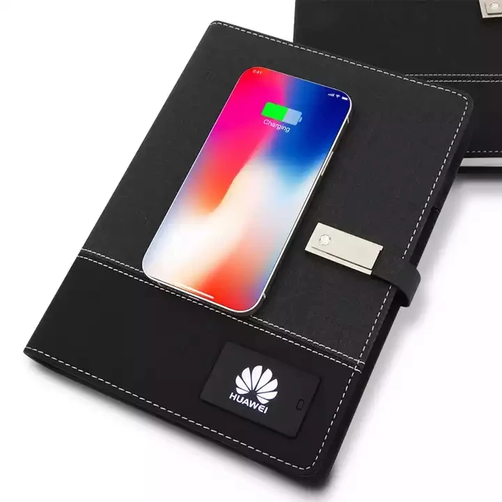 Promotional Notebook with Power bank and Built-in USB wireless charging notebook