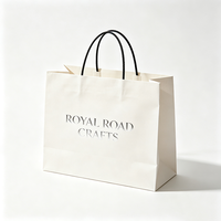 Sac fourre-tout en papier kraft recyclable de luxe blanc avec logo personnalisé imprimé en argent à chaud ROYAL ROAD CRAFTS Portable Shopping