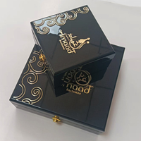 Coffret Cadeau de Parfum en Bois Noir Luxueux Personnalisé Boîte d'Emballage pour Huiles Essentielles en Panneau de Fibres à Densité Rectangulaire