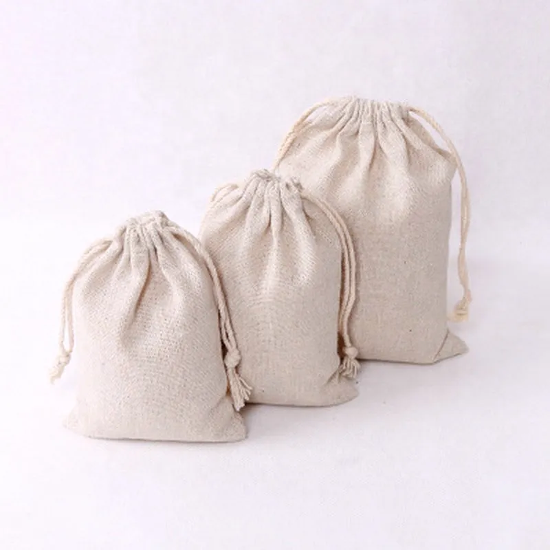 Wholesale Custom Cotton Canvas drew Calico Muslin Drawstring drew string Packaging Bag Dust Bag