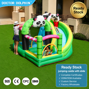 Castillo Inflable Doctor Dolphin Panda Garden, Tobogán Inflable para Fiestas Infantiles al Aire Libre, Casa de Brinco Inflable para Niños - Product Image 1