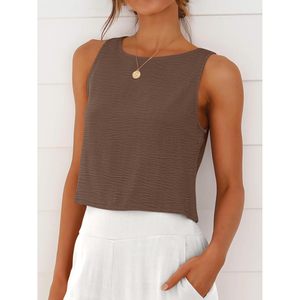FOXA Women Short <b>Crop</b> Tank Top High Neck Sleeveless Knitted Breathable Casual Summer Beach Vacation Clothes - Product Image 3