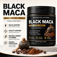 Poudre de café noir Maca en gros, compléments alimentaires à base de plantes pour hommes et femmes, mélange d'extrait de Shilajit et de champignons, sans sucre, 100g, énergie