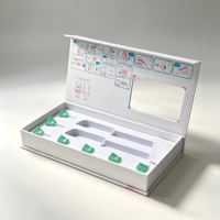 Boîte d'emballage recyclable Hanwell brillante holographique gaufrée pour flacons et stylos avec fermeture magnétique, boîte à stylos avec fenêtre