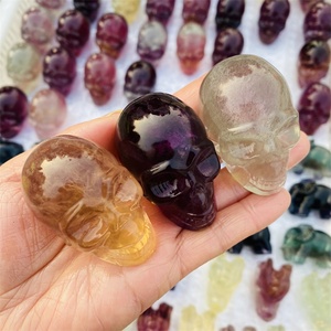 Calaveras de Cristal Arcoíris al por Mayor, Talladas a Mano, Calaveras de Fluorita Natural Multicolor - Product Image 5