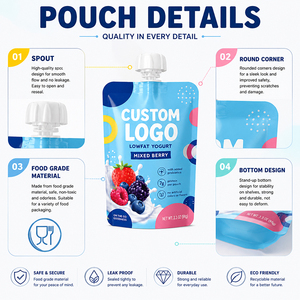 Sacchetti Stand-up Personalizzati con Beccuccio Riutilizzabile, Confezioni per Alimenti per Succhi di Frutta, Purea per Bambini, Acqua Minerale e Birra - Product Image 2