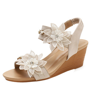 <span class=keywords><strong>Sandalias</strong></span> de cuña para mujer Bohemia flor punta abierta plataforma de gladiador romano tacón alto Casual verano elegante playa <span class=keywords><strong>sandalias</strong></span> de mujer - Product Image 3